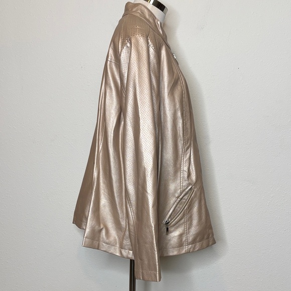 CJ Banks size 2X Women's Metallic rose gold faux Leather Jacket - Picture 7 of 8